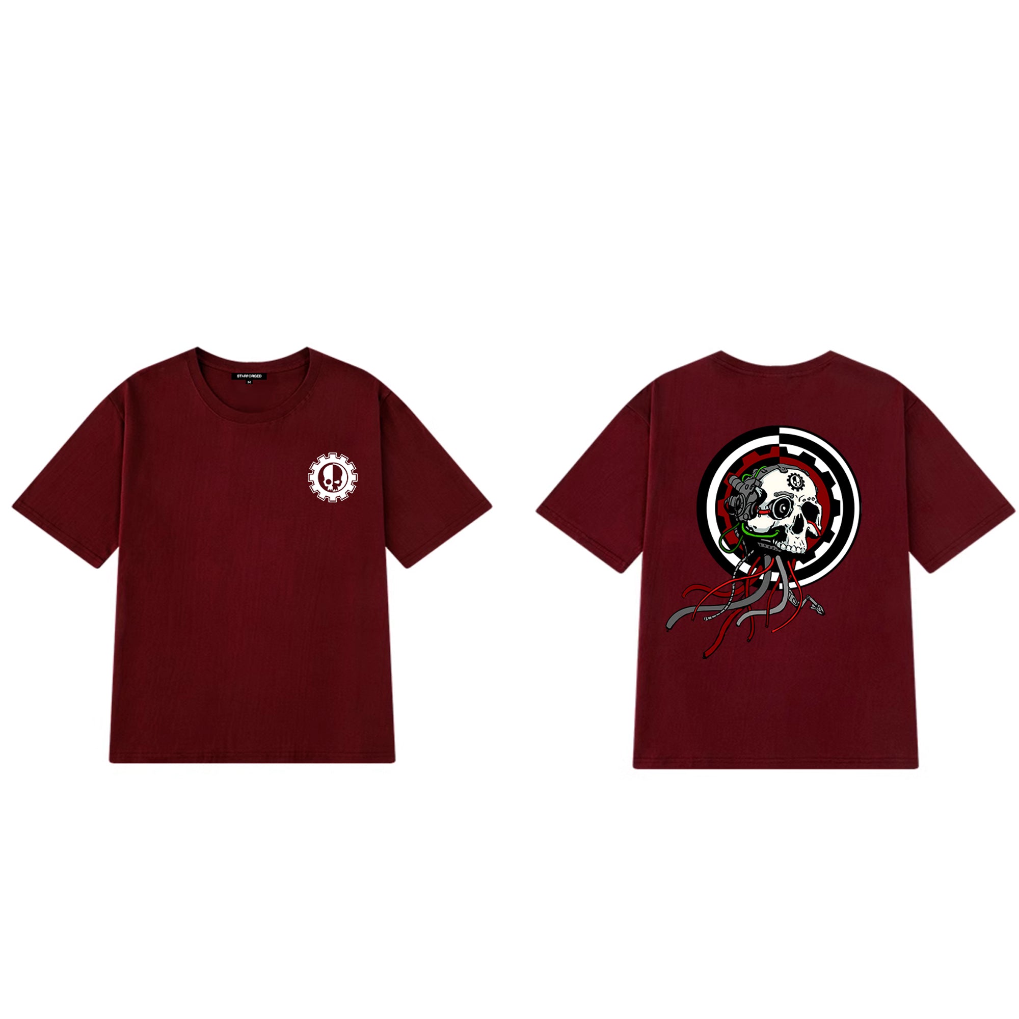 Starforged Adeptus Mechanicus Servo Skull Tshirt Warhammer 40K Deep Red Men's T-Shirt Clothing